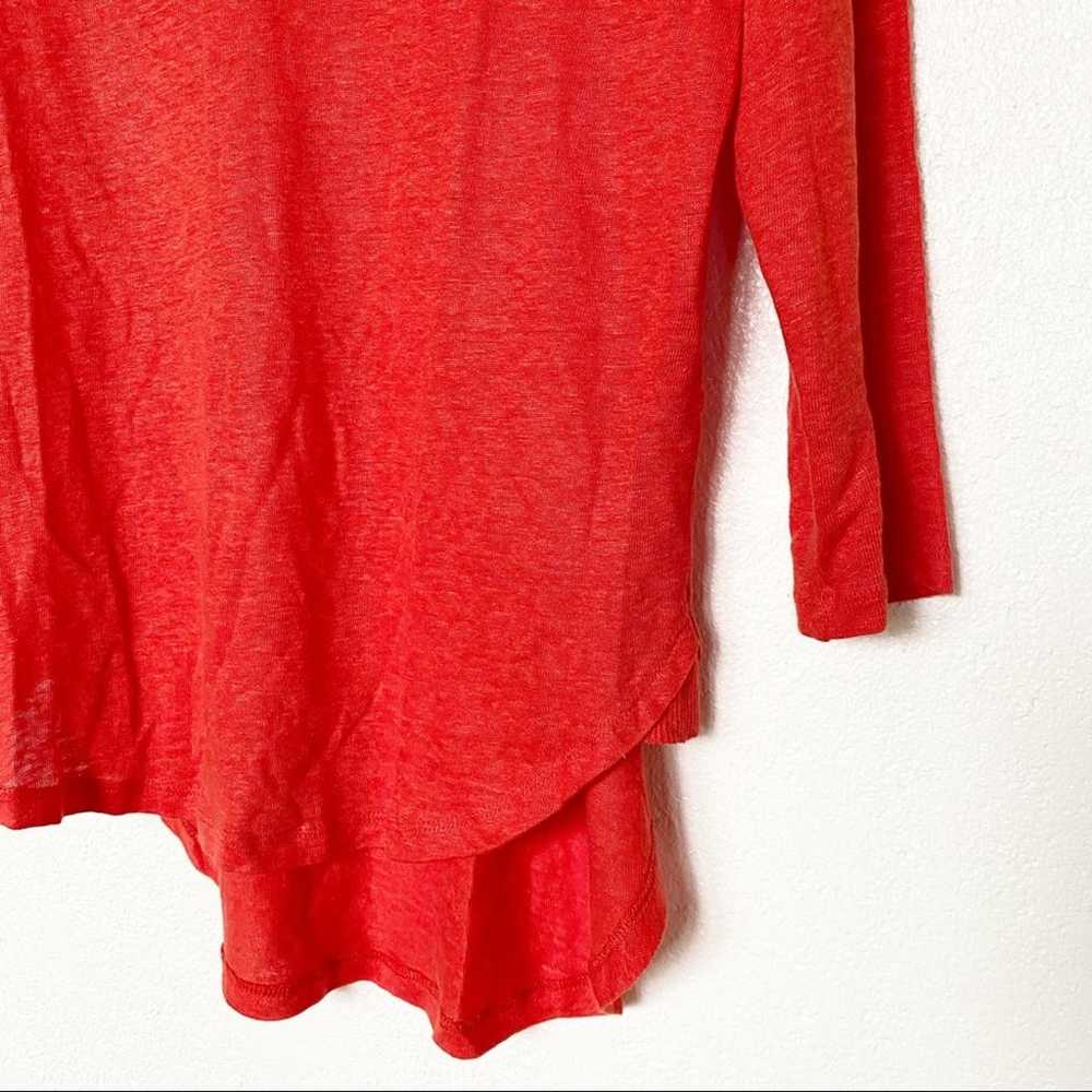 Sandro Linen 3/4 Sleeve Knit Warm Red Top Size Sm… - image 3