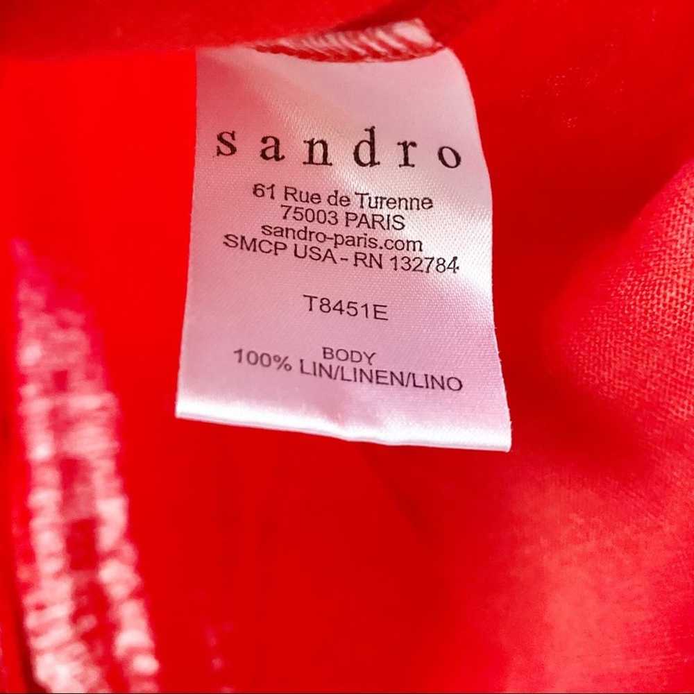 Sandro Linen 3/4 Sleeve Knit Warm Red Top Size Sm… - image 6