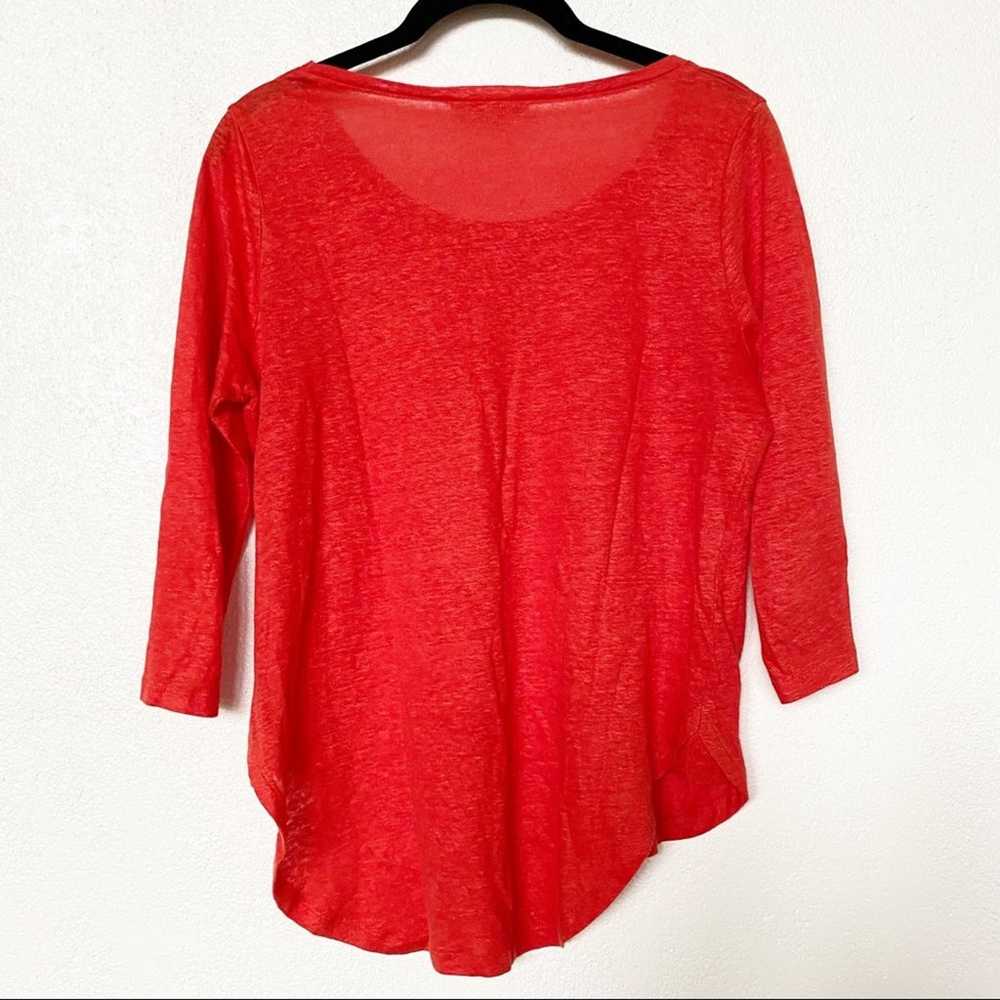 Sandro Linen 3/4 Sleeve Knit Warm Red Top Size Sm… - image 7