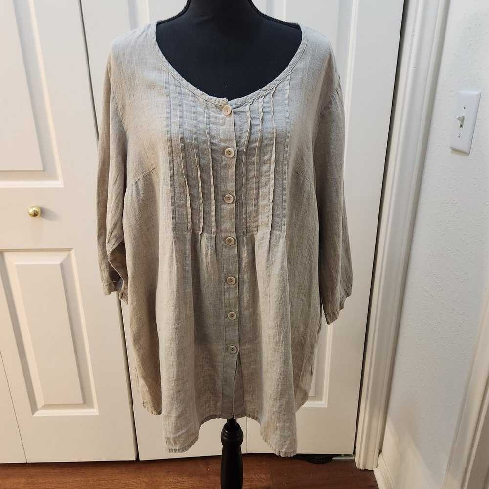 Flax size Med Beige Tunic Top with Pockets - image 1