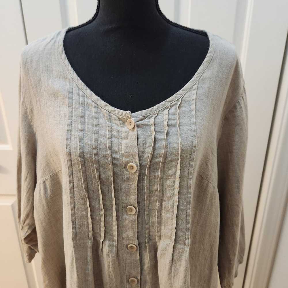 Flax size Med Beige Tunic Top with Pockets - image 2