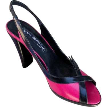 1990s Y2K Magenta High Heel Shoes Peep Toe US 8.5