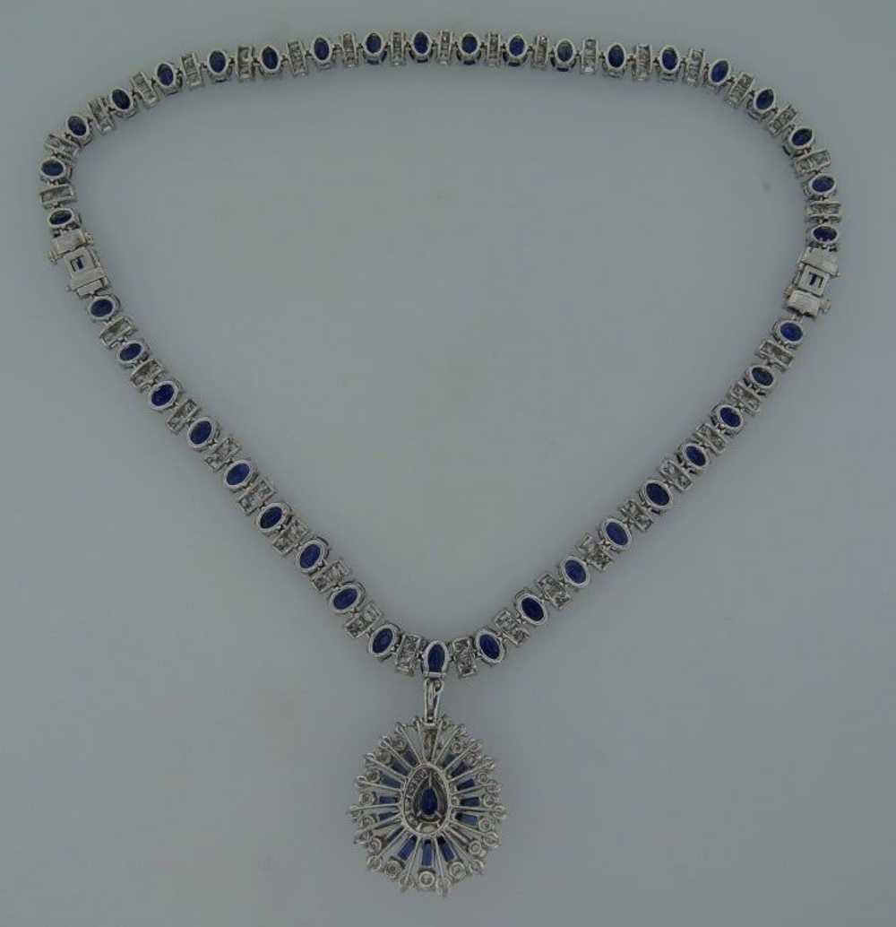 Oscar Heyman Sapphire Diamond Platinum Necklace B… - image 3