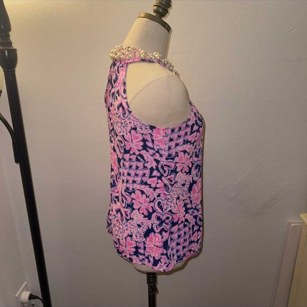 Lilly Pulitzer XS Shawn Halter Top Navy Pink Pear… - image 4