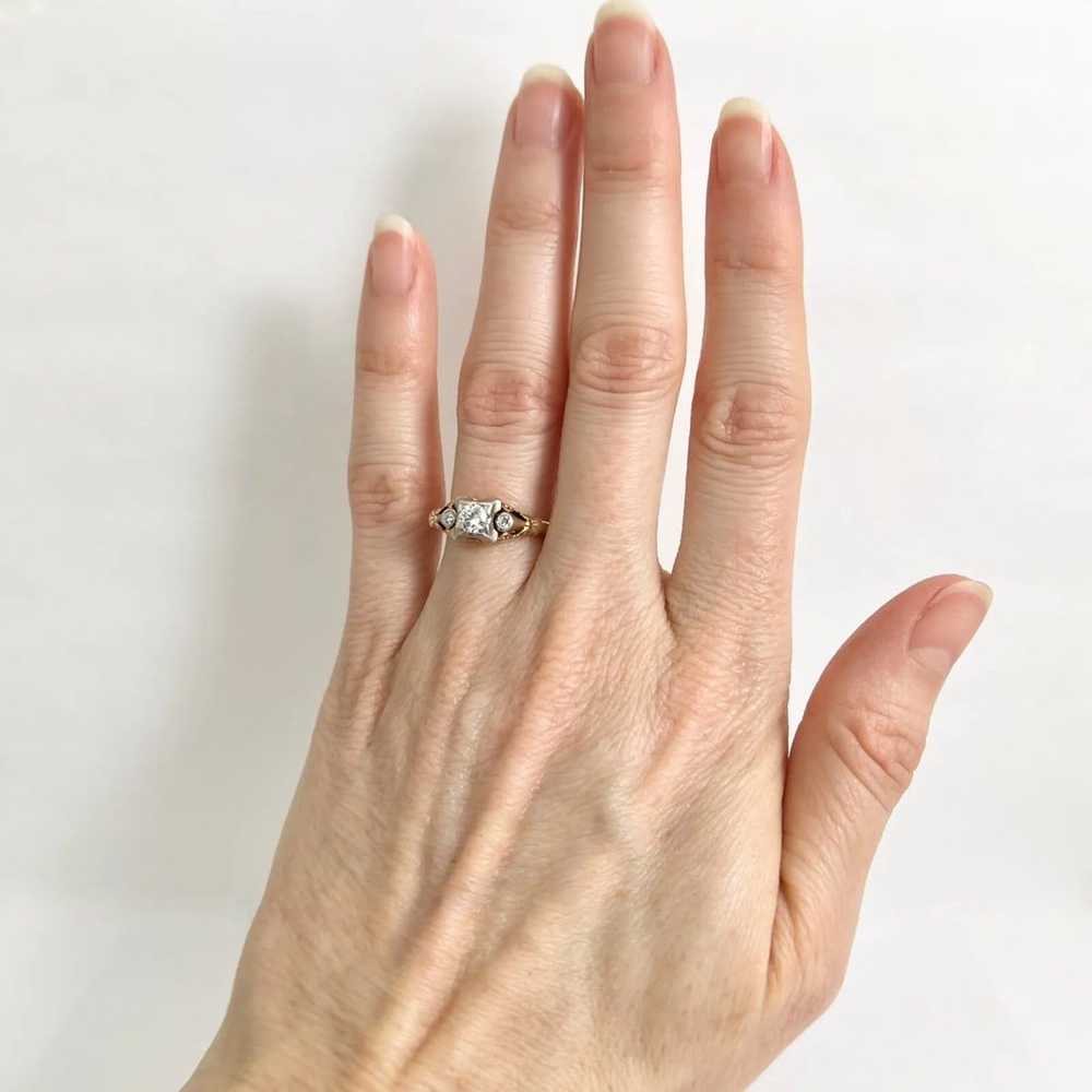 Vintage 1940's Two-Tone Diamond Engagement Ring 1… - image 4