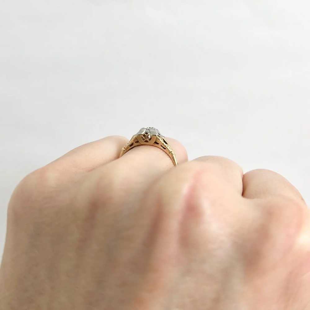Vintage 1940's Two-Tone Diamond Engagement Ring 1… - image 5