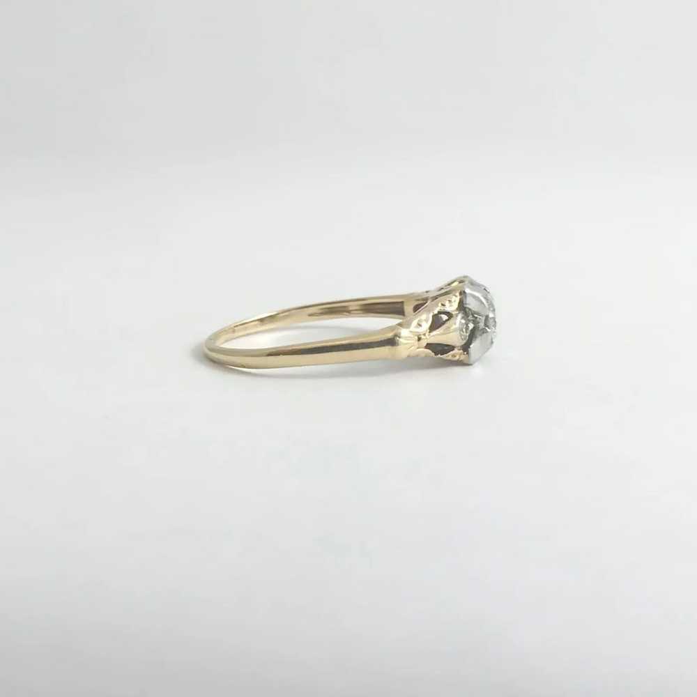 Vintage 1940's Two-Tone Diamond Engagement Ring 1… - image 7
