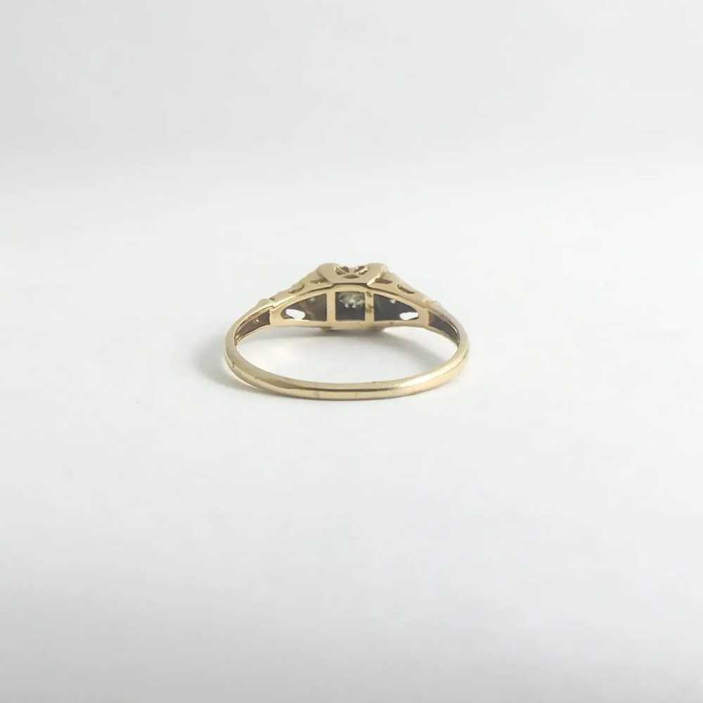 Vintage 1940's Two-Tone Diamond Engagement Ring 1… - image 8