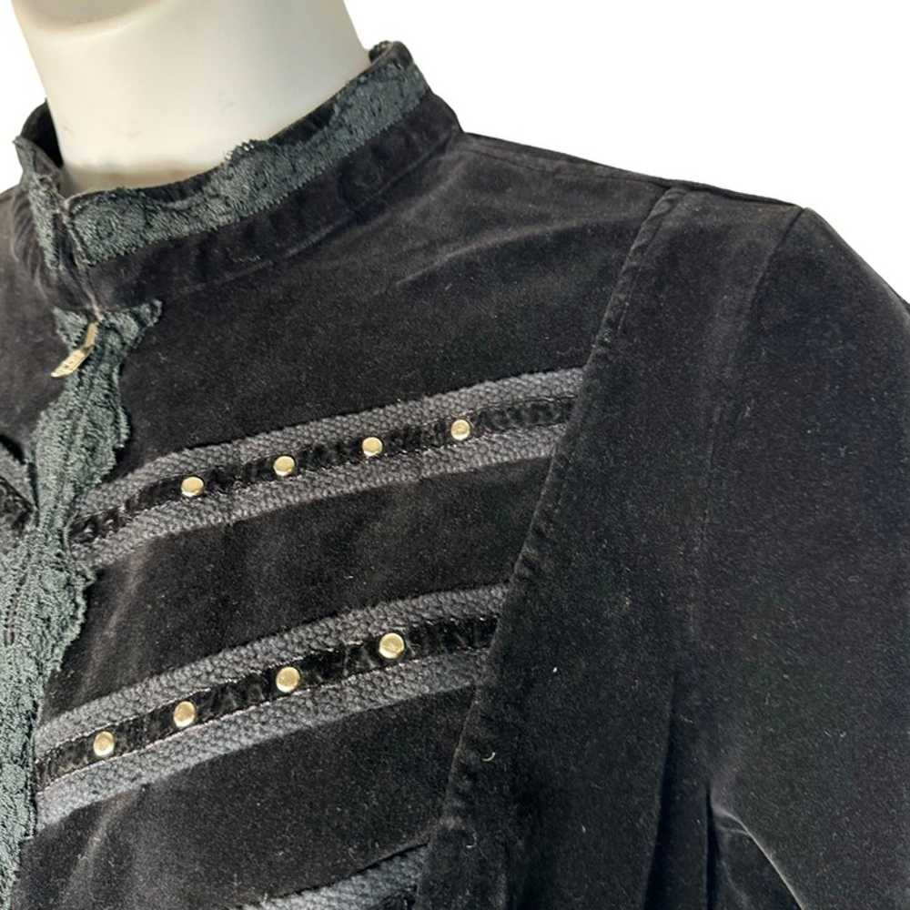 Tripp NYC Military Black Velvet Studded Jacket Co… - image 6