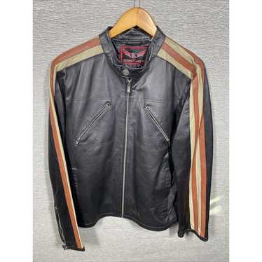 Street Legal Moto Leather Jacket With Orange/Beig… - image 1