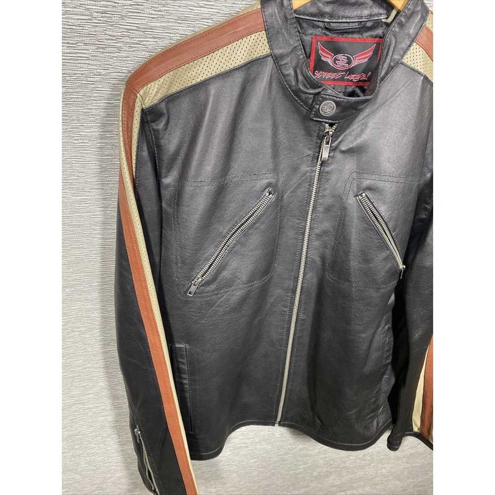 Street Legal Moto Leather Jacket With Orange/Beig… - image 2