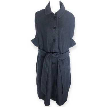 Ann Taylor Navy Blue Wool Blend Button Front Belt… - image 1