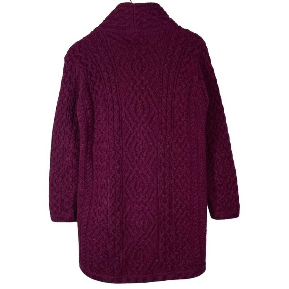 Aran Crafts 100% Merino Wool Knit Coatigan Wine C… - image 4