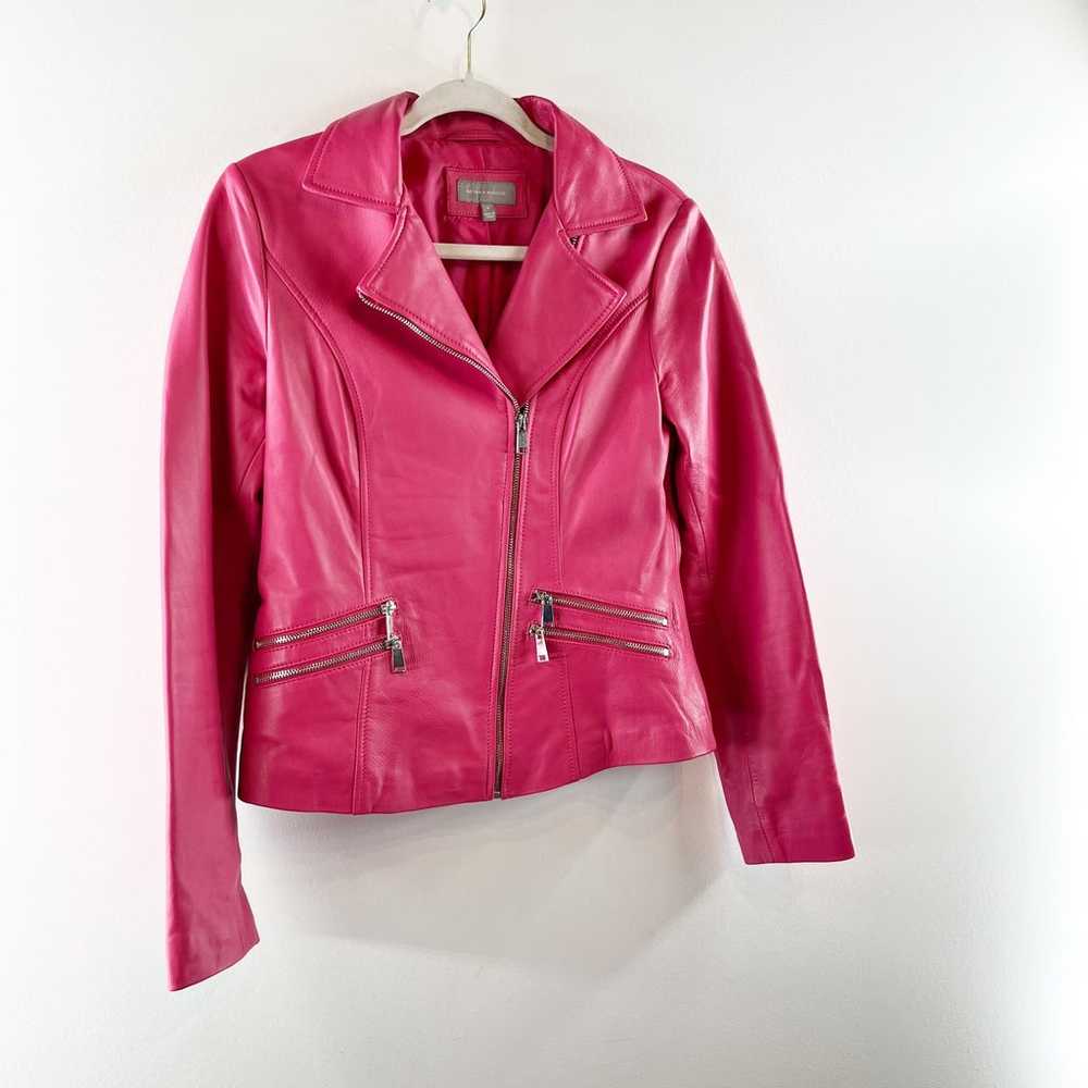 Neiman Marcus 100% Leather Moto Biker Zip Up Jack… - image 5