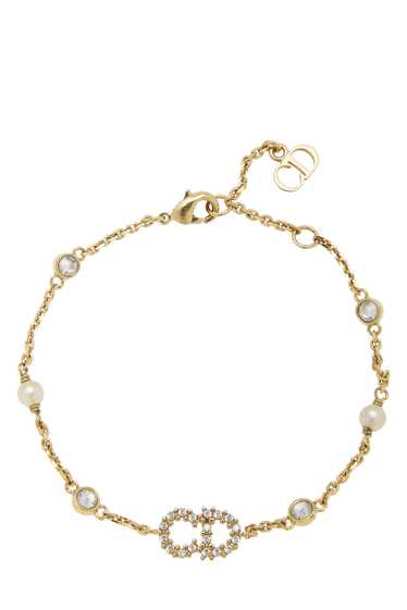 Gold Faux Pearl & Crystal Bracelet