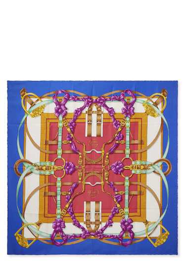 Blue & Multicolor 'Grand Manege' Silk Scarf 90