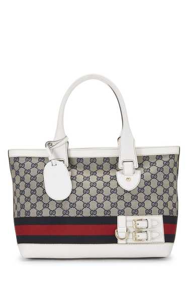 White Leather Web Heritage Tote