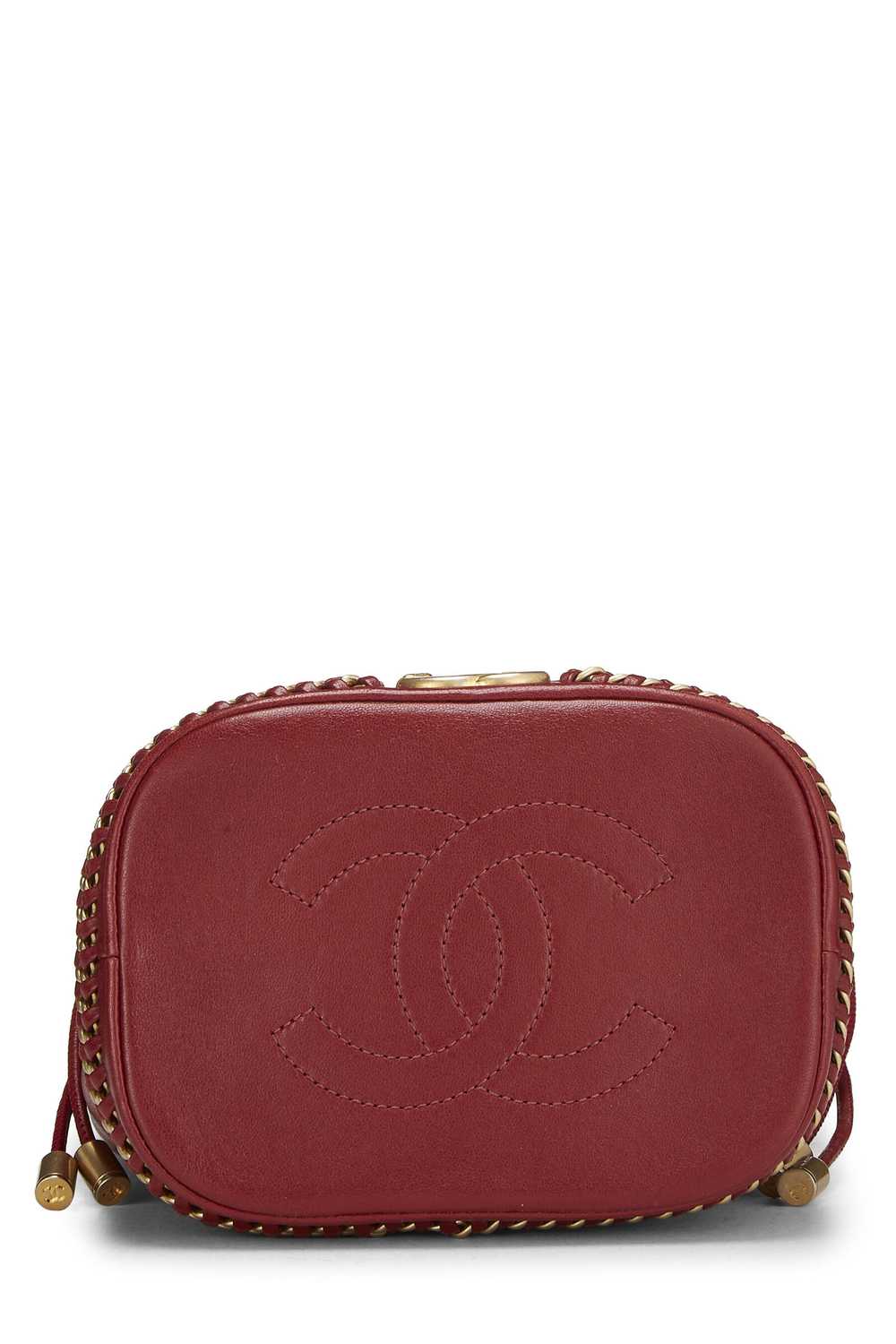 Paris-Cosmopolite Red Chevron Lambskin Bucket Bag… - image 5