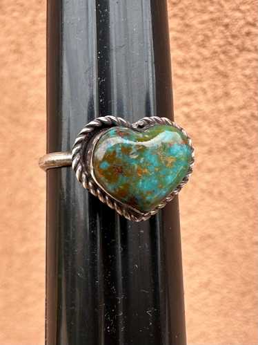 Old Pawn Turquoise Heart and Sterling Silver Ring