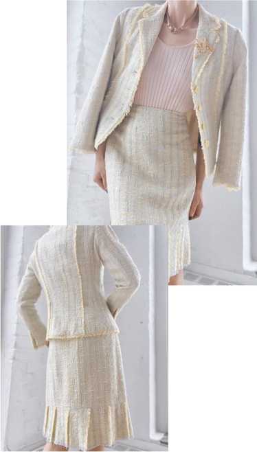 90s silk tweed skirt set