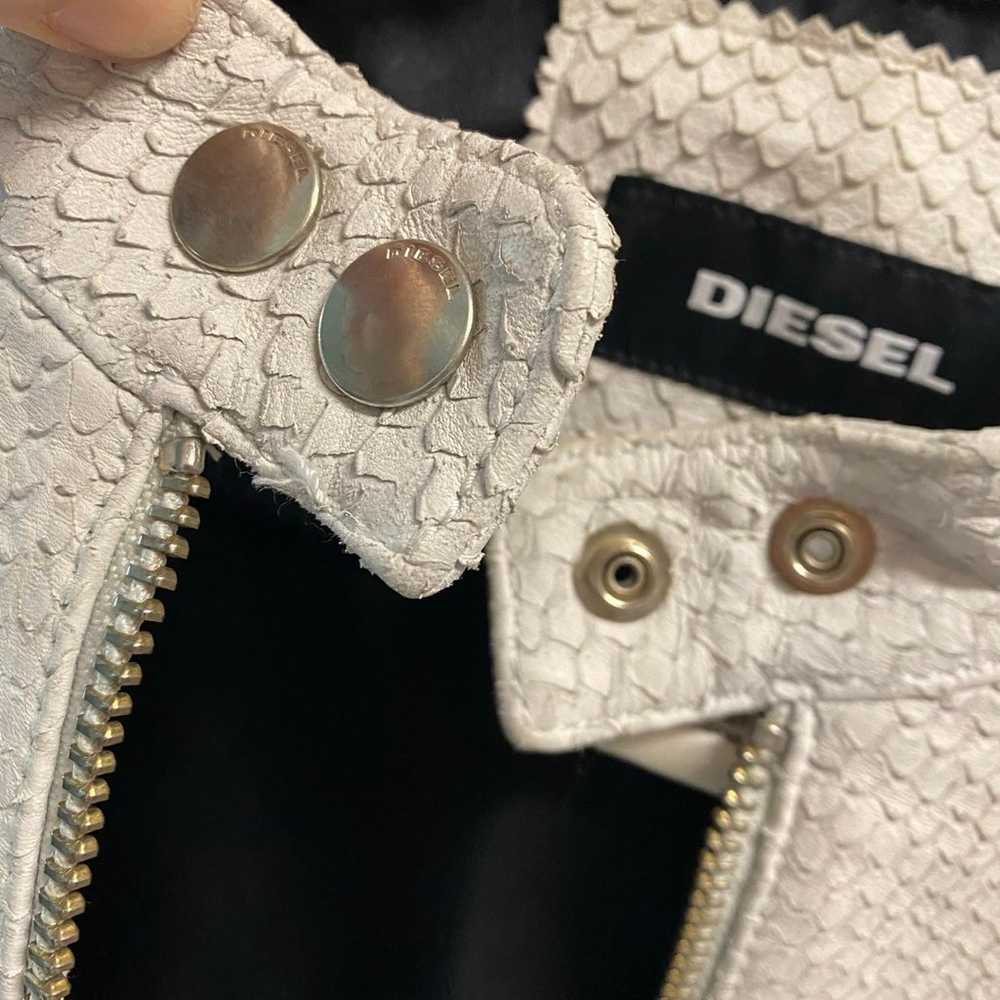 Diesel Off-White 100% Lambskin Leather Jacket Sz … - image 6