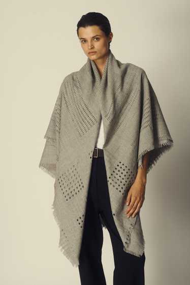 Grey Perforated Wool Shawl