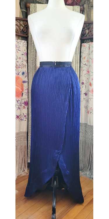 1910s Cobalt Pleated Satin Skirt