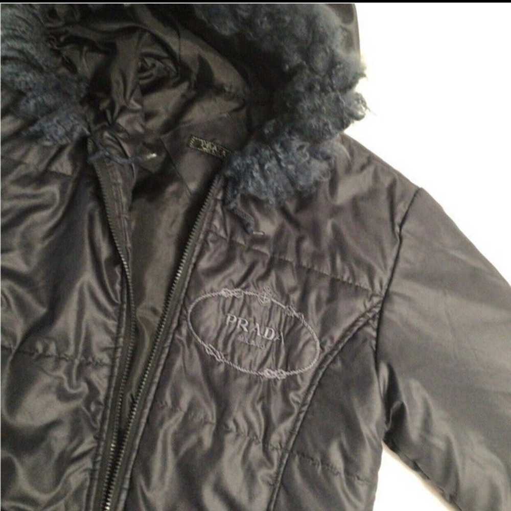 Prada Gray Blue Trench Puffer Jacket Coat with Ho… - image 1