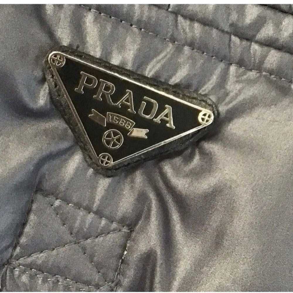 Prada Gray Blue Trench Puffer Jacket Coat with Ho… - image 4