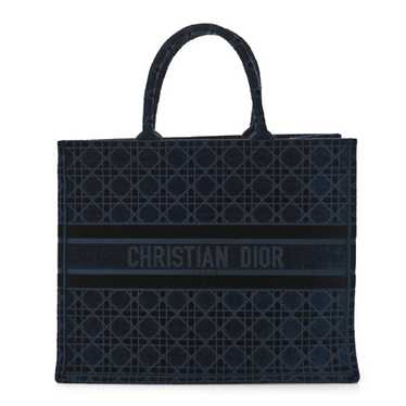 CHRISTIAN DIOR Velvet Cannage Large Book Tote Navy