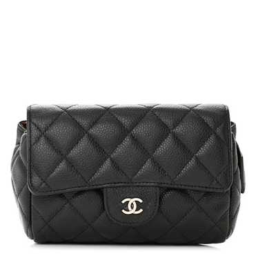 CHANEL Caviar Quilted Flap Cosmetic Case Black