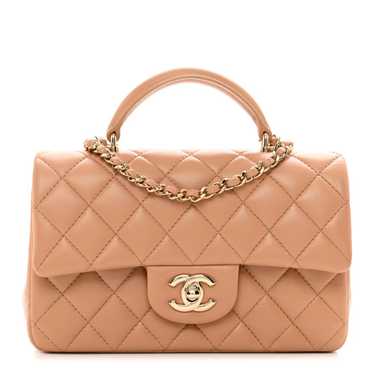 CHANEL Lambskin Quilted Mini Top Handle Rectangula