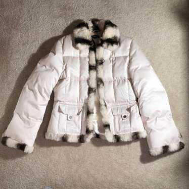 Bebe Real Fur Cream Puffer Jacket