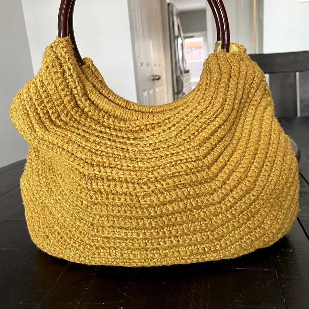 Vintage Crochet Knit Circle Handle Shoulder Bag P… - image 2