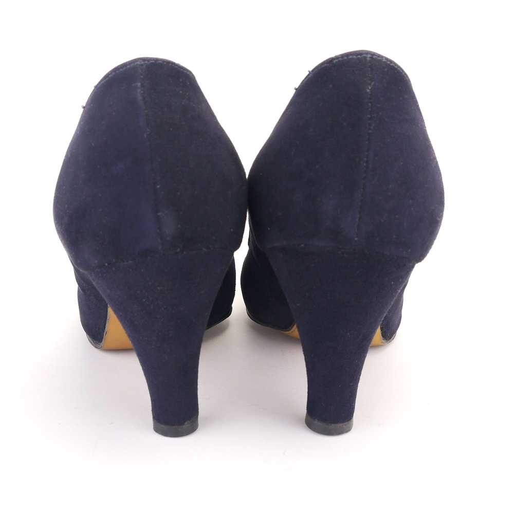 1950s Navy Suede Peep Toe Pumps by Devonshire UK 4 - image 6