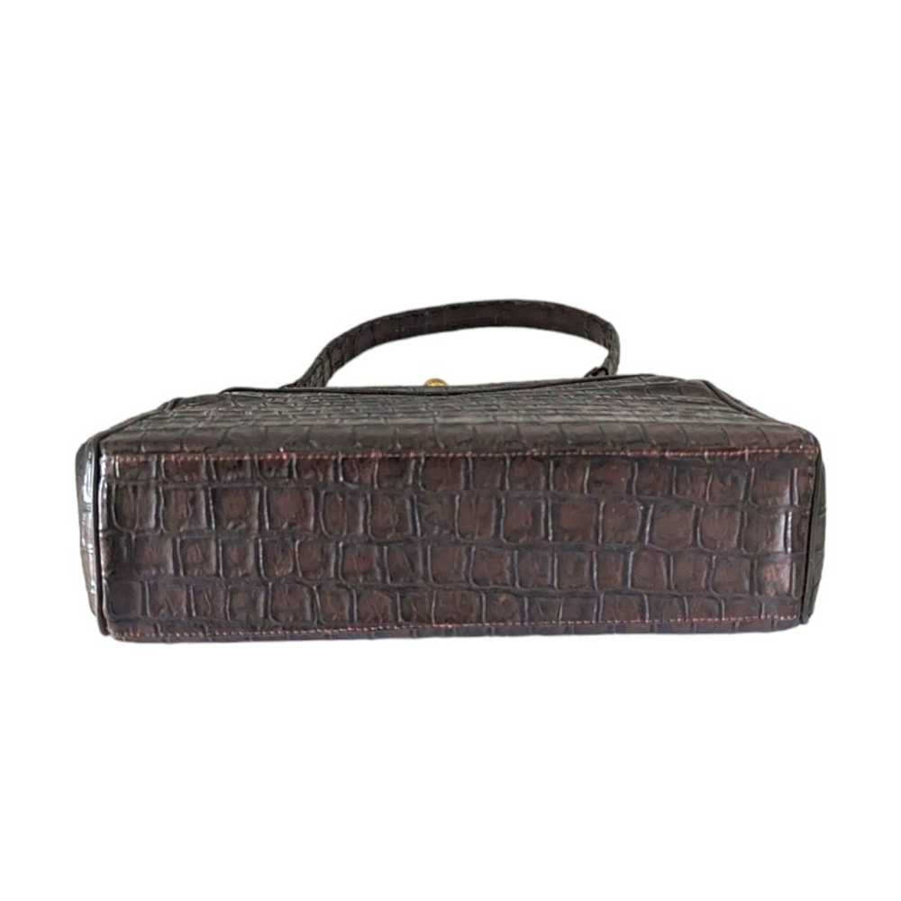 Vintage 60s Brown Faux Alligator Leather Handbag … - image 5