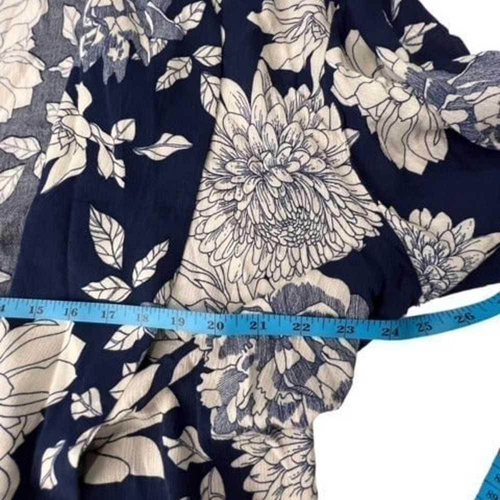 VINTAGE LILIAN WOMENS KIMONO TOP Blue Cream Flora… - image 6