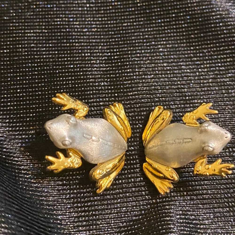 JJ Jonette vintage Frog Design Pierced Earrings, - image 3