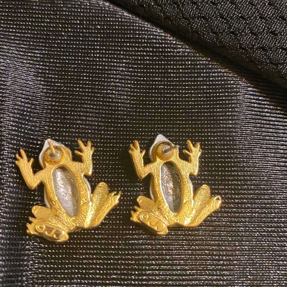 JJ Jonette vintage Frog Design Pierced Earrings, - image 4