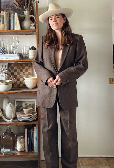 Calvin Klein Brown Stripe Suit