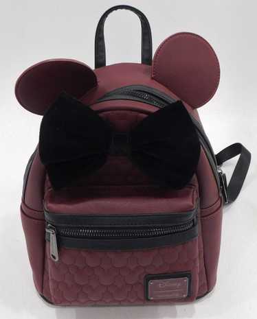 Loungefly Disney Minnie Mouse Burgundy Quilted Le… - image 1