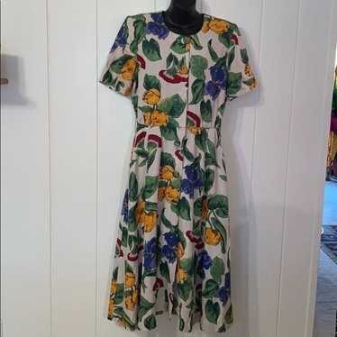 Vtg 90s Talbots Petites floral linen dress