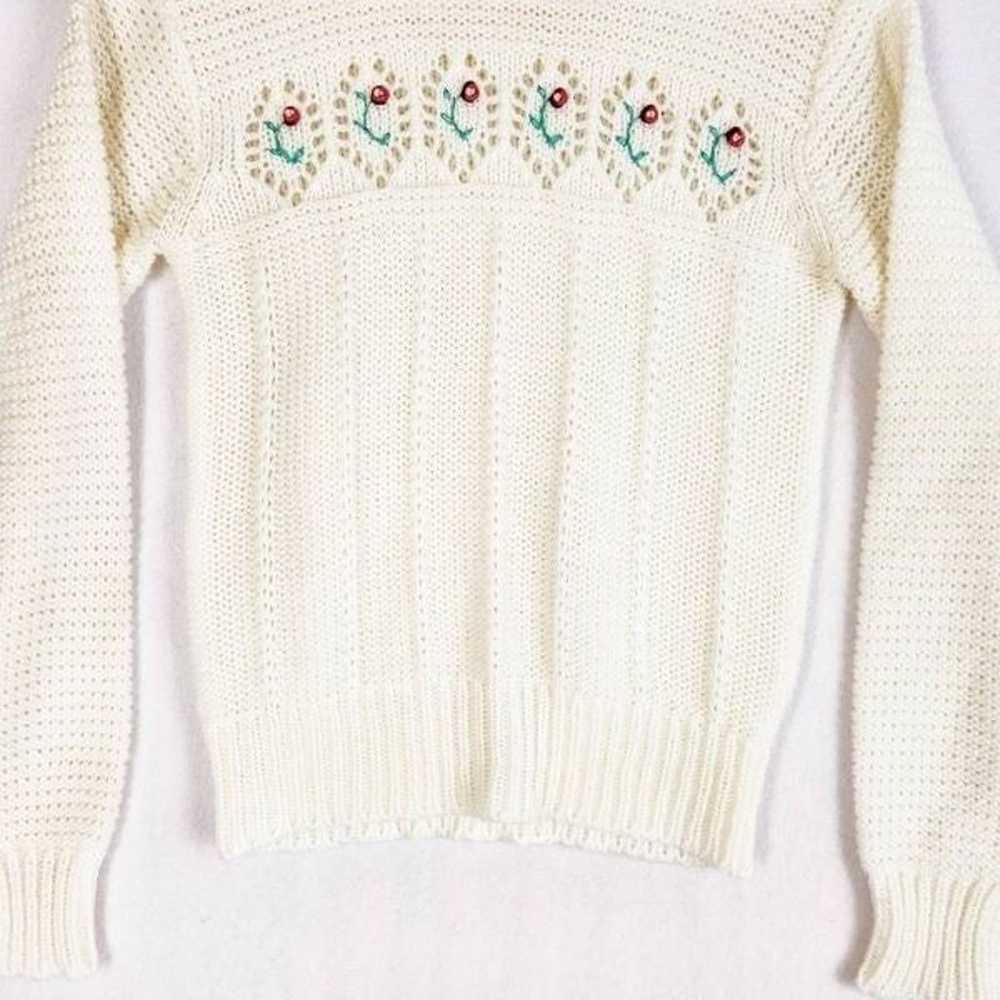 Vintage 80's Grandmacore Sweater Cream Extra Small - image 2