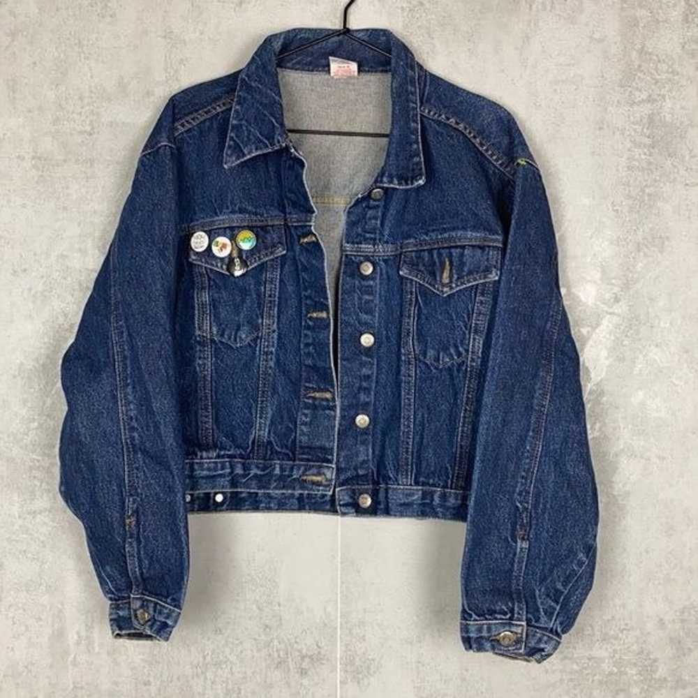 Vintage denim jacket with pins - image 2