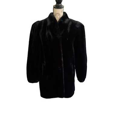 Vintage Jordache Black Vegan Faux Fur Coat Mob Wi… - image 1