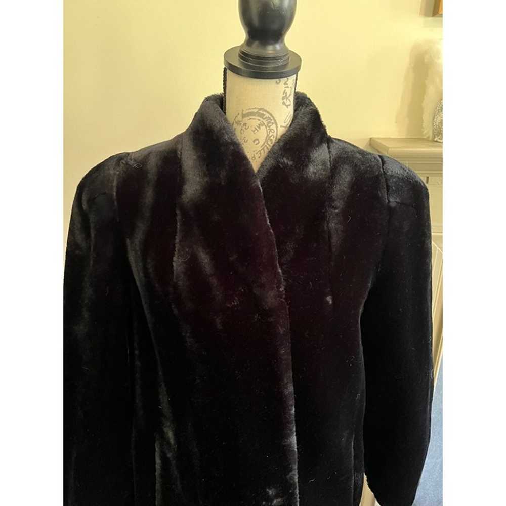 Vintage Jordache Black Vegan Faux Fur Coat Mob Wi… - image 2