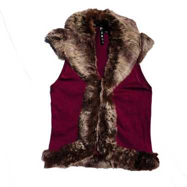 vintage rabbit fur red vest
