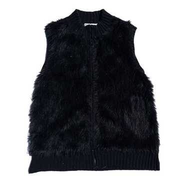 y2k black faux fur vest