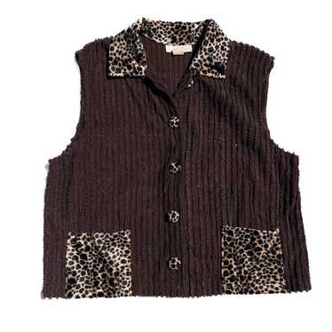vintage brown cheetah print vest - image 1