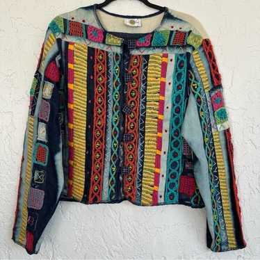 SANDY STARKMAN VTG Jacket Large Boho Artsy Art to… - image 1